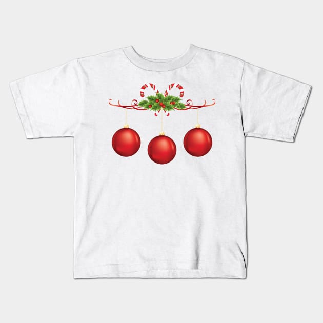 Candy Cane Ornaments Kids T-Shirt by SWON Design